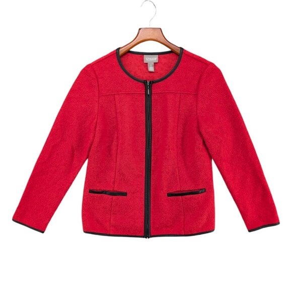 Chicos Wool Blend Jacket Womens Red Full Zip Lightweight Chicos Size 0 US S / 4 - Picture 1 of 8